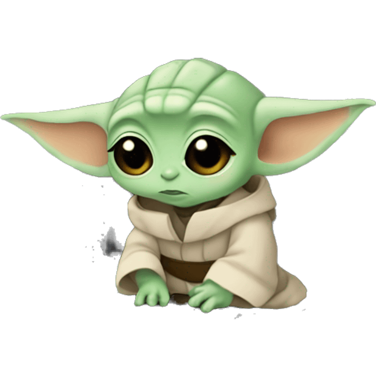 A cute Baby Yoda from Star Wars with a laptop emoji