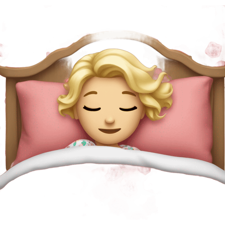 Blonde girl sleeping in rose bed emoji