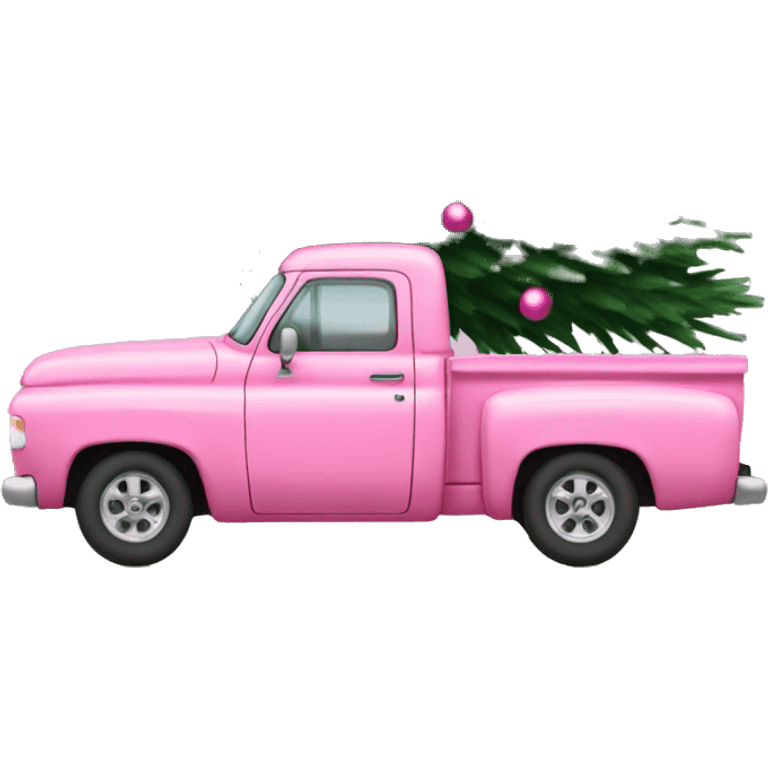 Pink pickup with Christmas tree  emoji