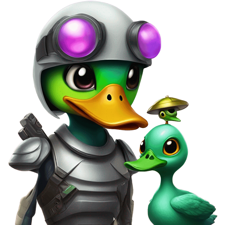 War between duck and alien emoji