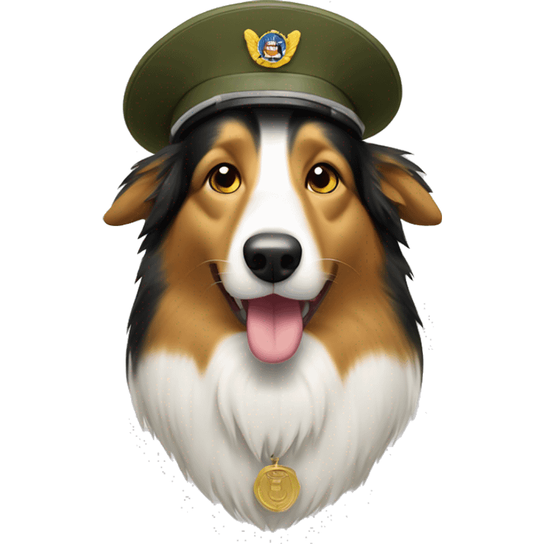 Collie with military hat emoji