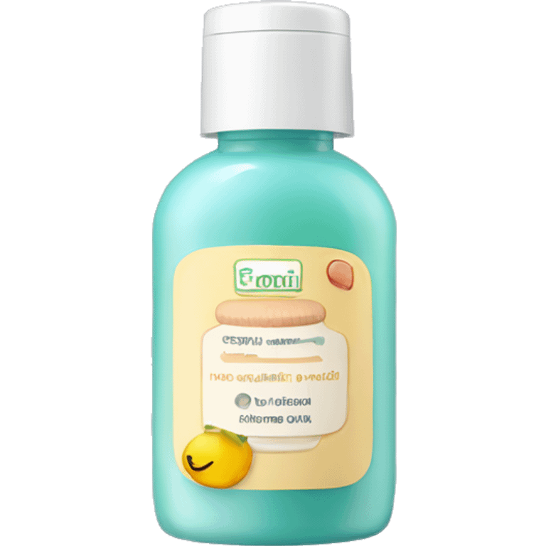 facial scrub bottle with label emoji