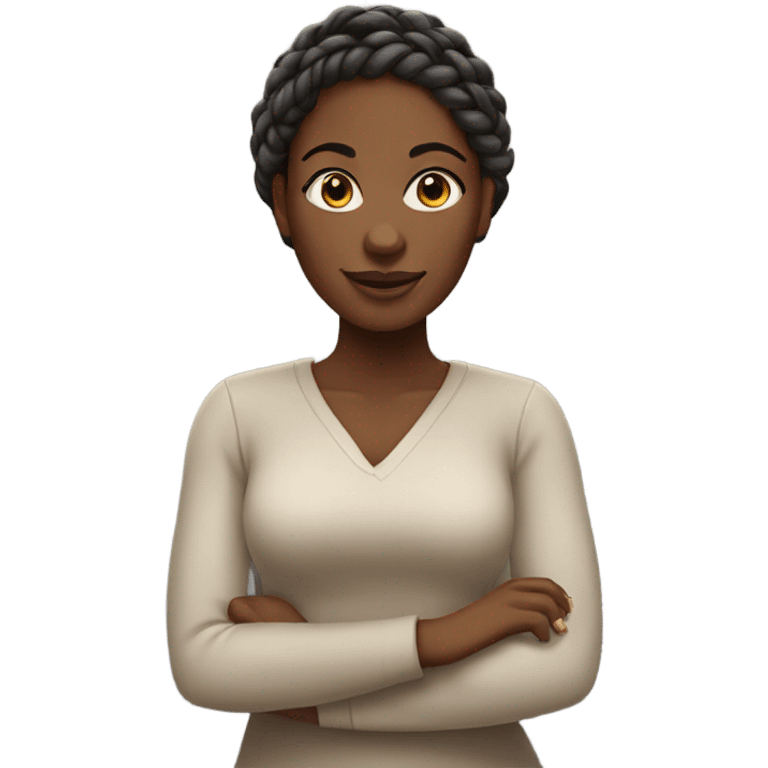 Dark skin African American woman with braids emoji