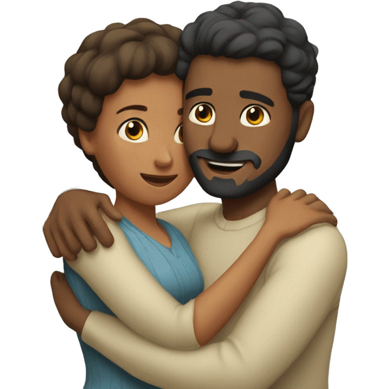 A man huggings with his wife emoji