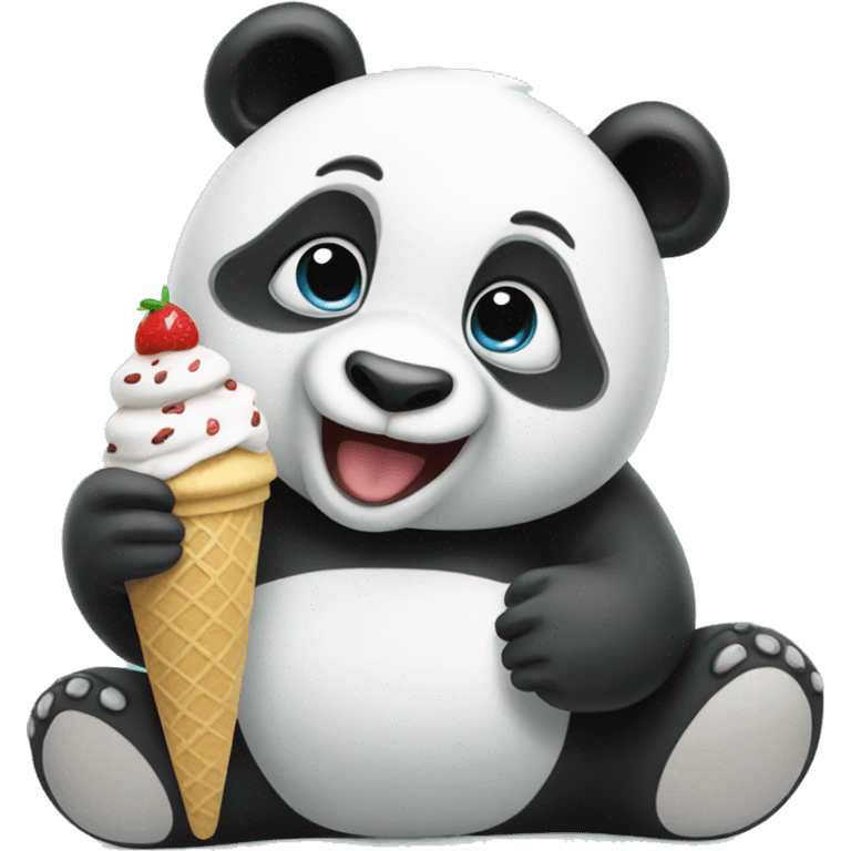 Panda eating ice cream emoji