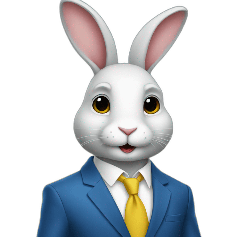 a rabbit in a suit in the color of the Ukrainian flag emoji