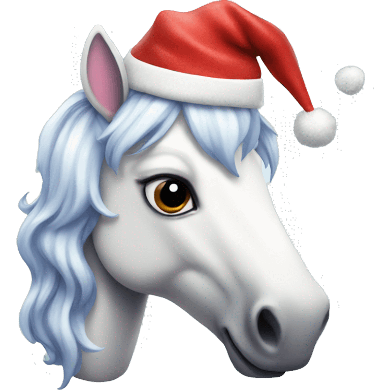 Unicorn with Santa hat emoji