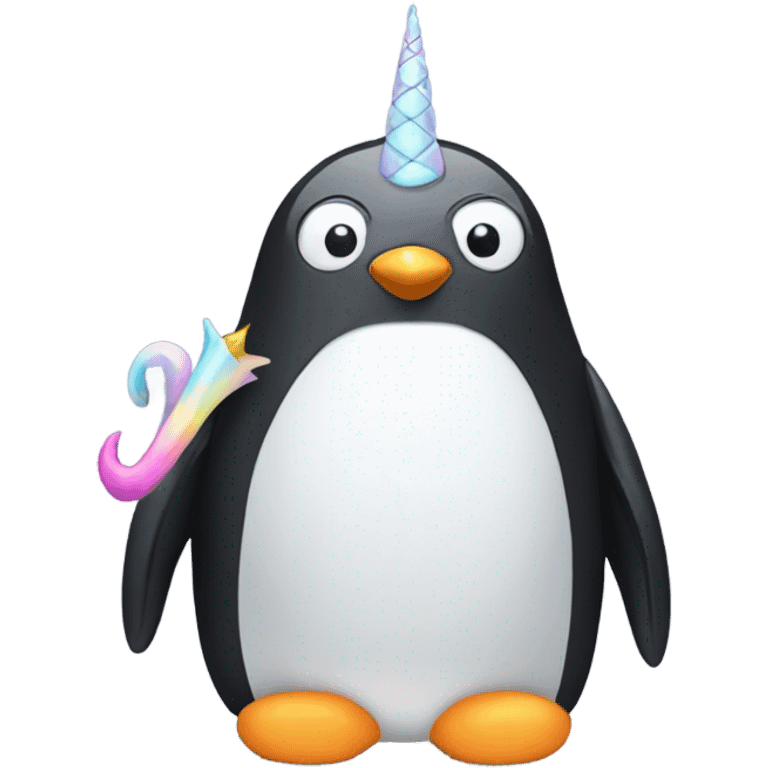 penguin with unicorn horn and a tail emoji