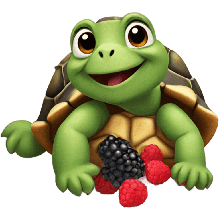 Tortoise eating berries emoji