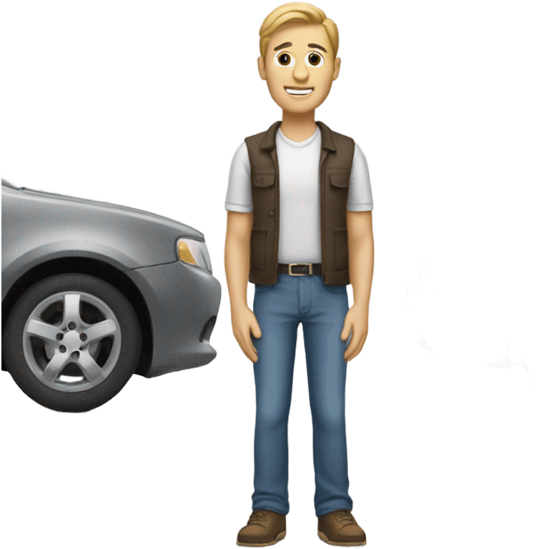 White man waiting near a car emoji