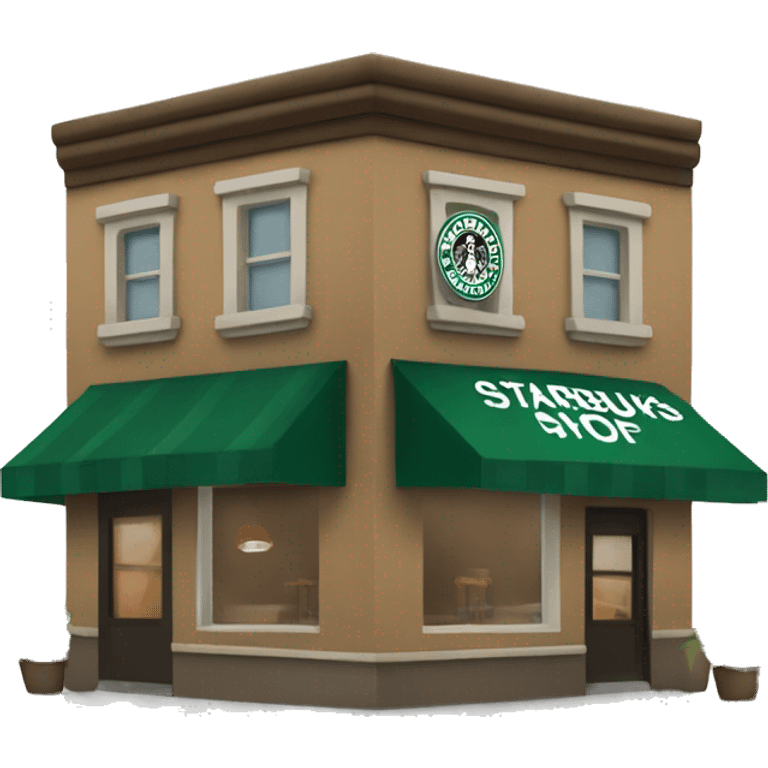 One coffee shop building with one starbucks logo emoji