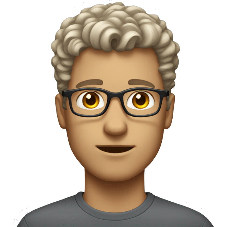 white male, short curly hair, light brown with a hint of grey, stubble, glasses, eyeroll expression. emoji