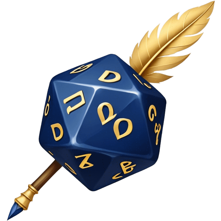 A golden quill crossing with a d20
Color: Gold and deep navy blue emoji