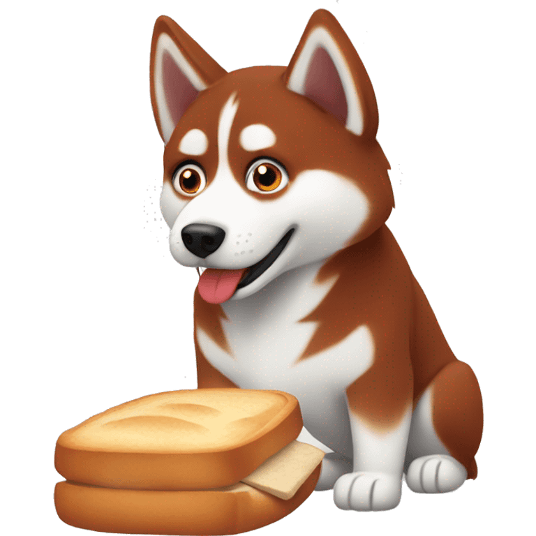  Red husky eating bread that we see entirely  emoji