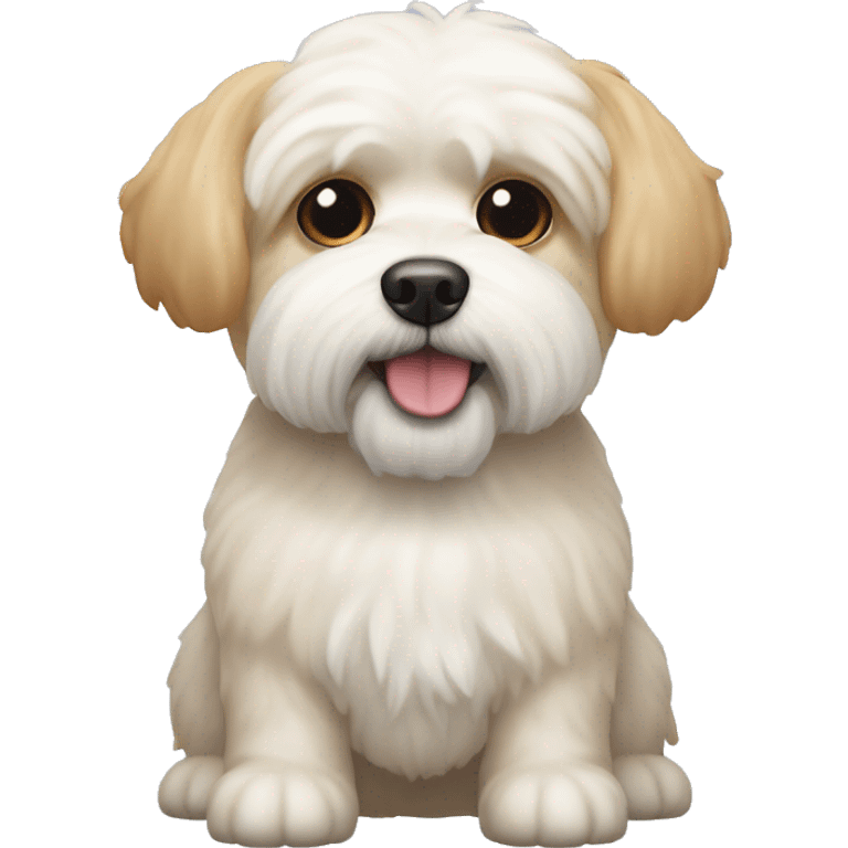 Shitzu Bichon friz dog mix that is cream colored with slightly orange ears.  emoji