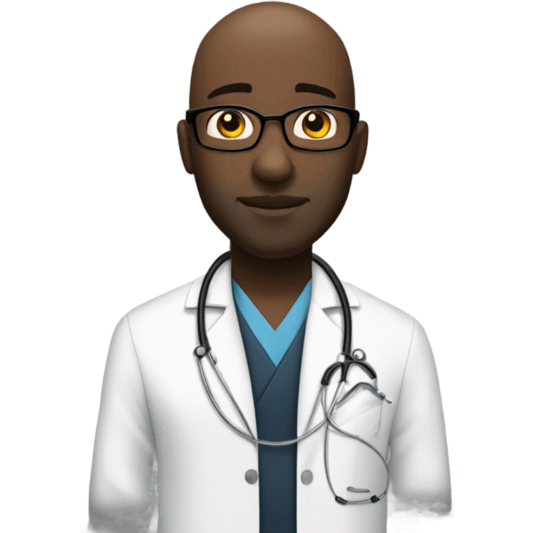 Black bald man doctor  emoji