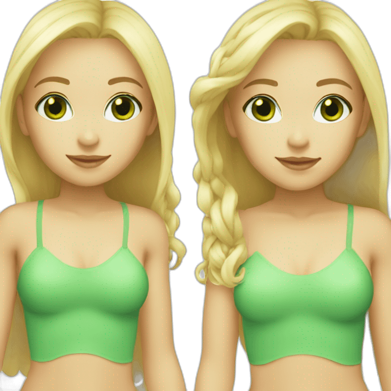 blond girl green eyes bikini emoji