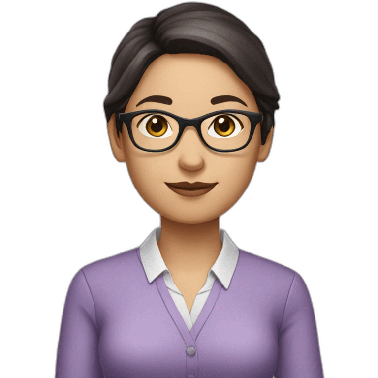 girl teacher in glasses with dark hair teacher in a lilac shirt emoji