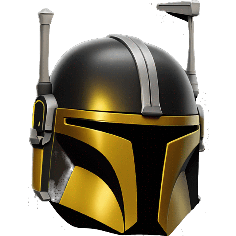 black and yellow mandalorian helmet with antenna emoji