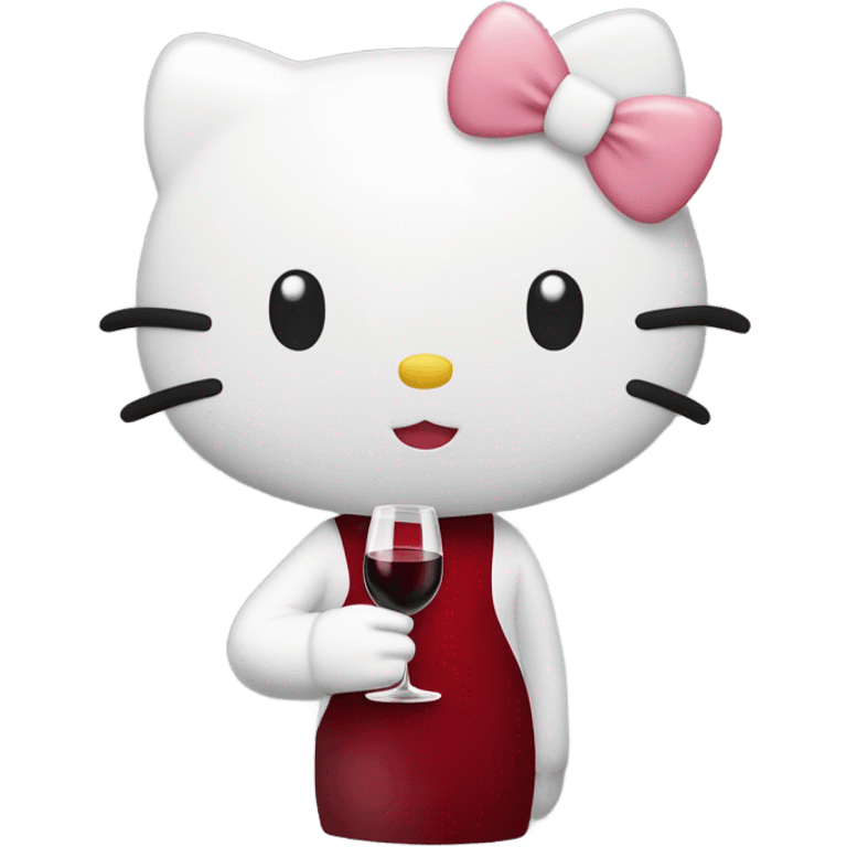 Hello Kitty drinking red wine emoji