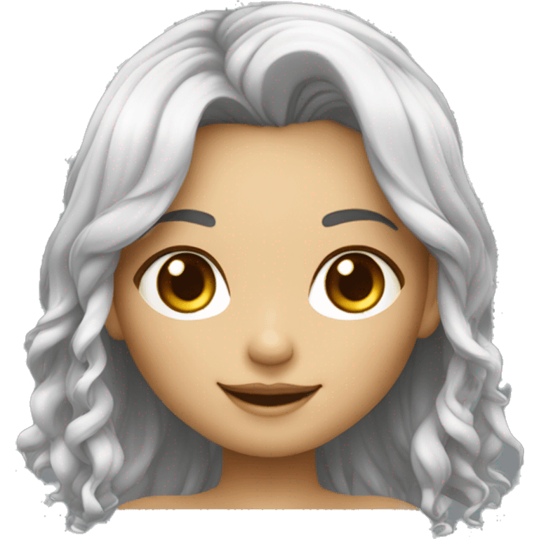 Uma boneca chibi sorridente com olhos brilhantes e talvez até pulando de alegria. emoji