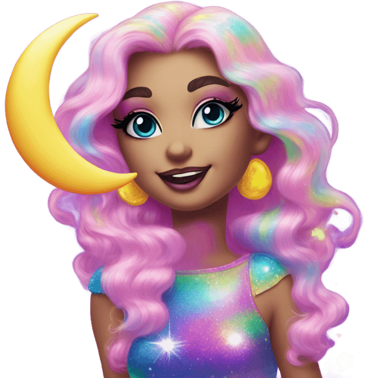 Lisa frank glitter moon emoji