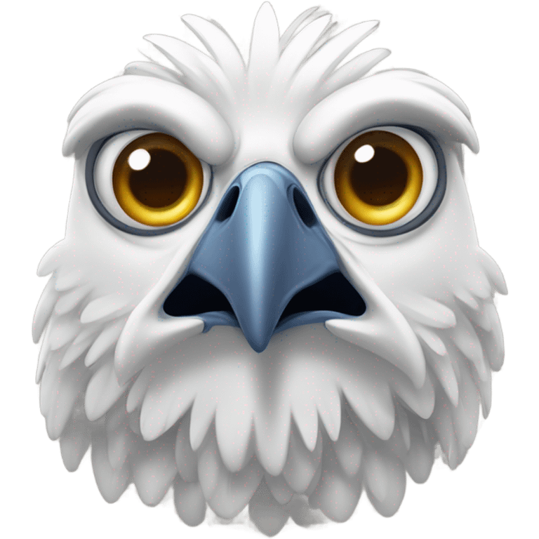 A cartoonish and facially expressive eagle that looks scared and afraid emoji