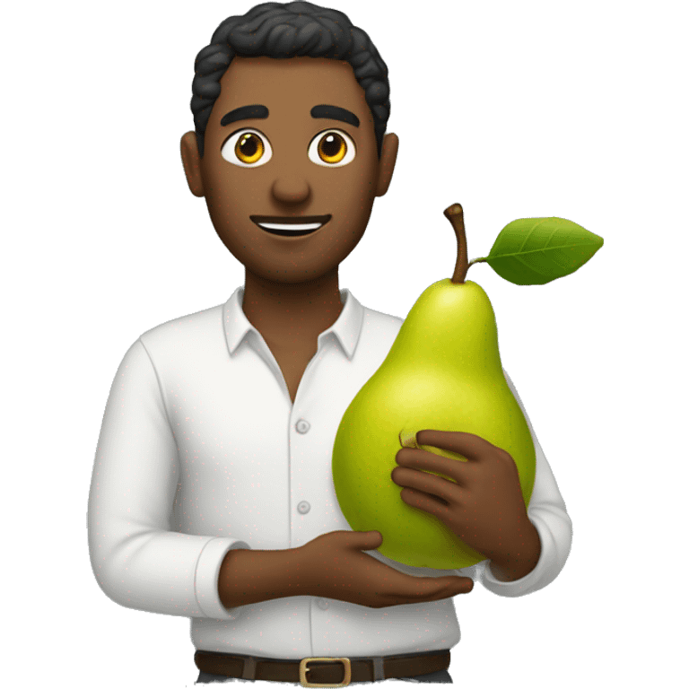 man holding a pear emoji