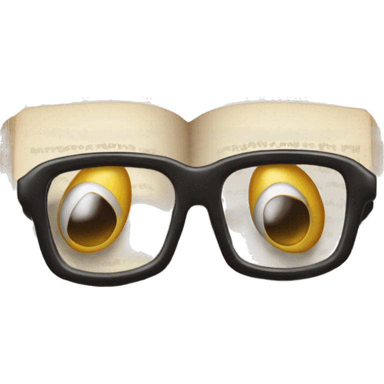 Comically large book with glasses emoji