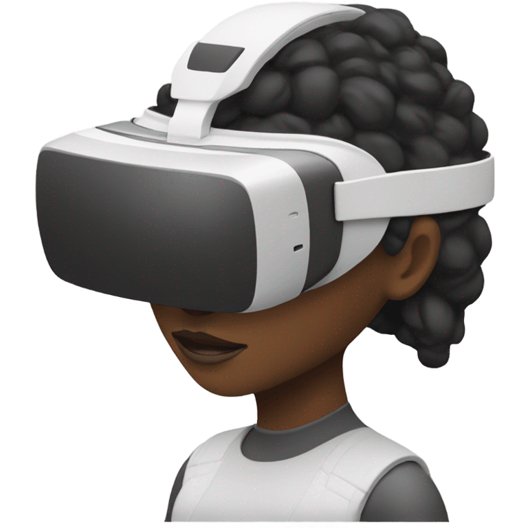 black woman wearing a white VR Quest 3 headset emoji