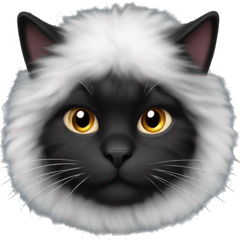 black fat fluffy cat with white fur on his chest emoji