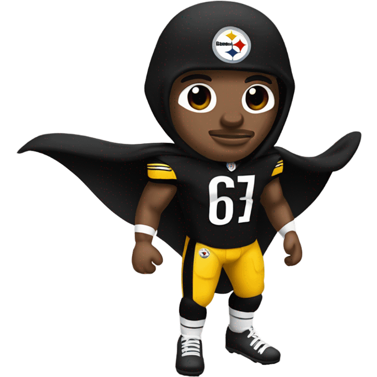 Pittsburgh Steelers player in uniform with black cape. emoji