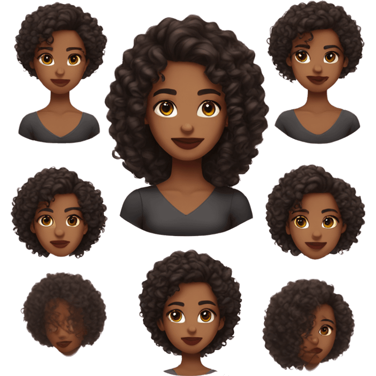 woman light brown skin long dark curly hair thick brows teenager pink lipstick  emoji