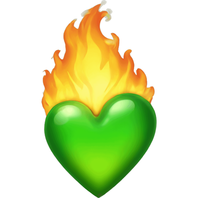 Burning green heart  emoji