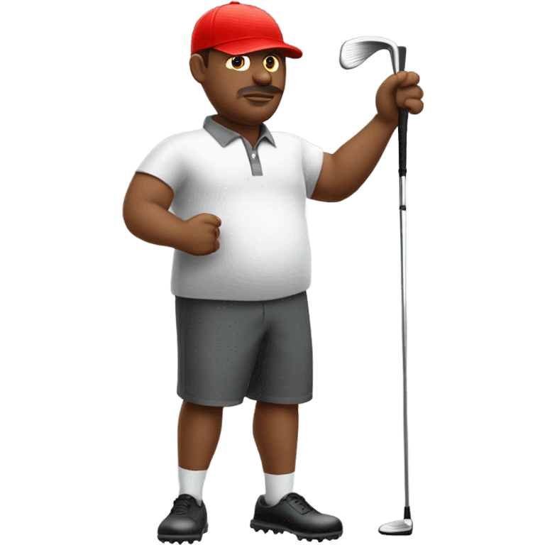 Fat guy golfing with red hat  emoji