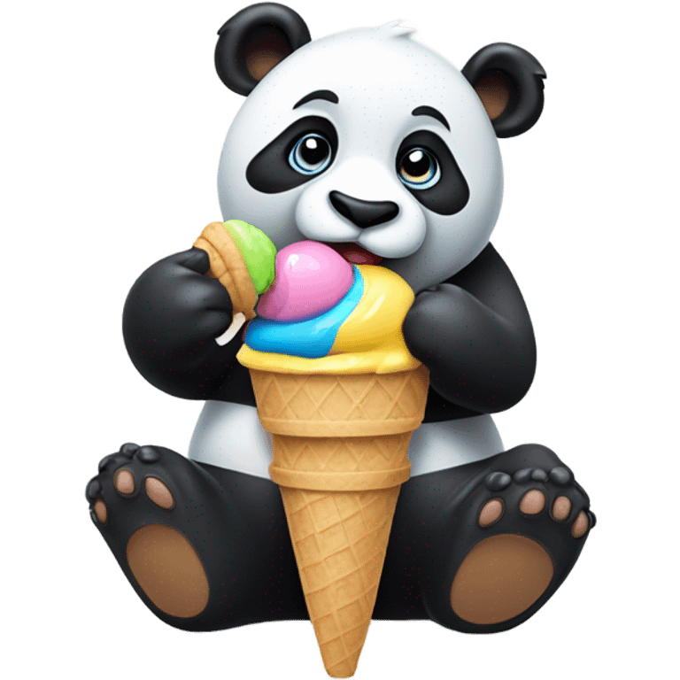 Panda eating ice cream emoji