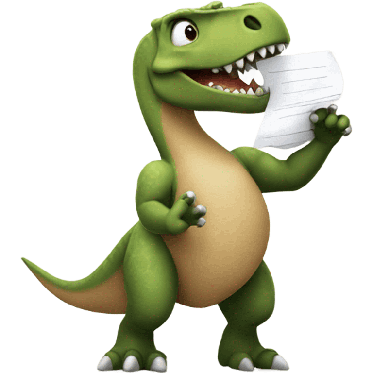 dinosaur with papers emoji