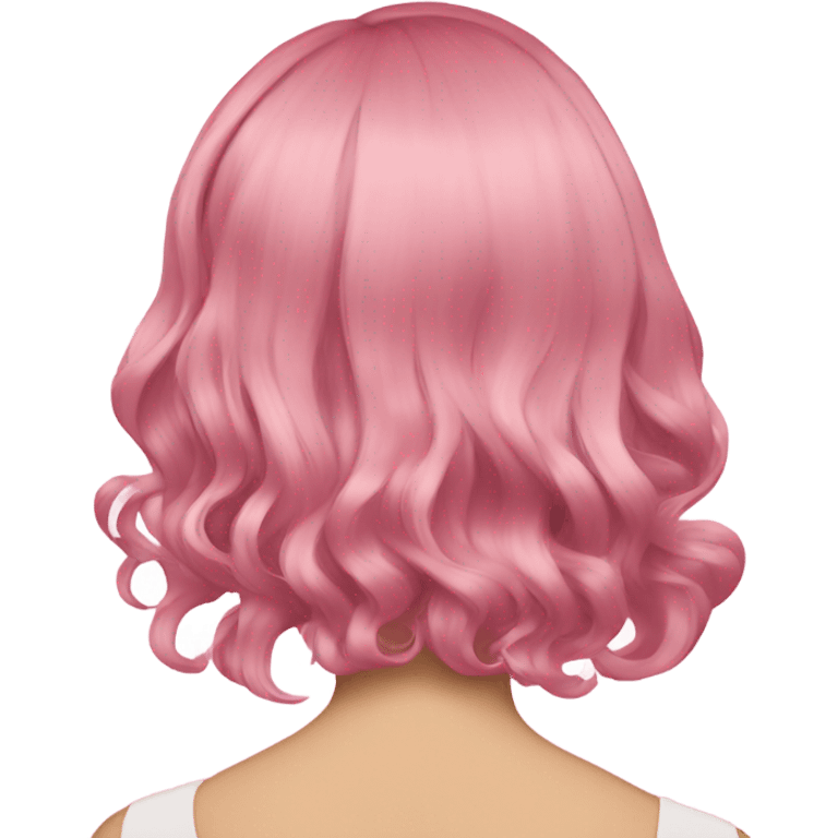 Pink mid-wavy short side-hair rear view emoji