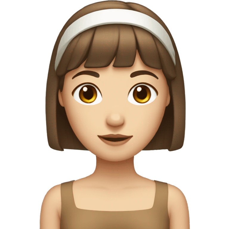 fair skinned girl with brown hair, bangs, and a white headband emoji