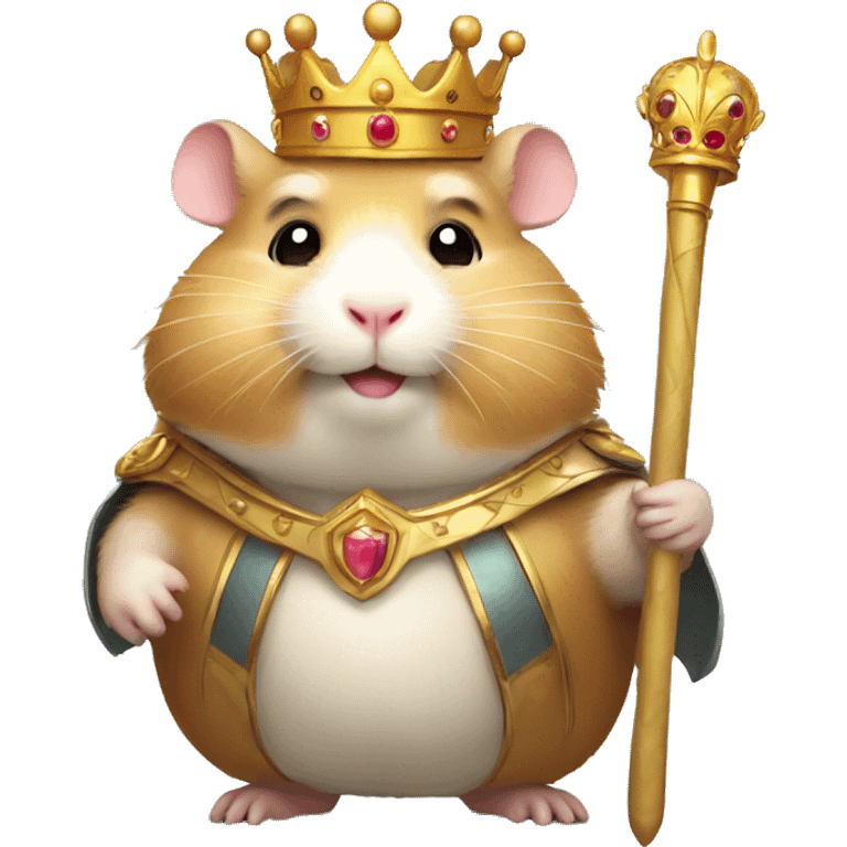 Fat hamster with a crown and a scepter and a proud face emoji