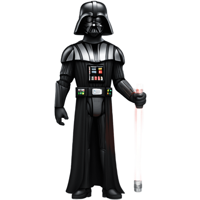 Full body Darth Vader with light saber drawn out to his right side and a very menacing look  emoji