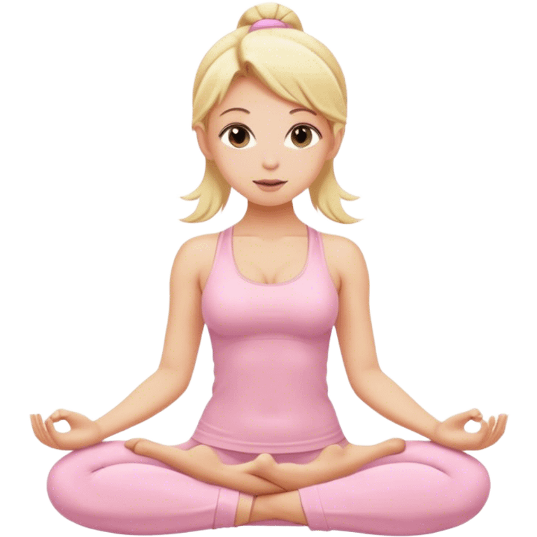 blonde yoga girl light pink clothes n emoji