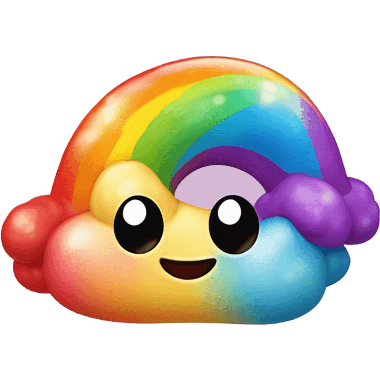 Rainbow poop emoji with bows emoji