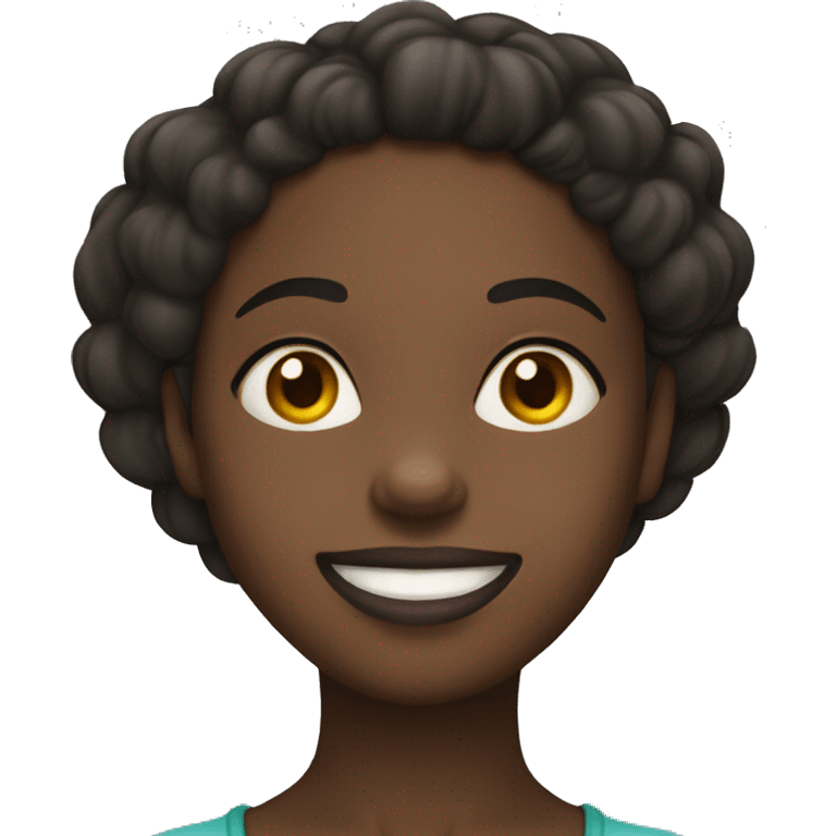 Black Girl with two hands under her chin, smiling emoji