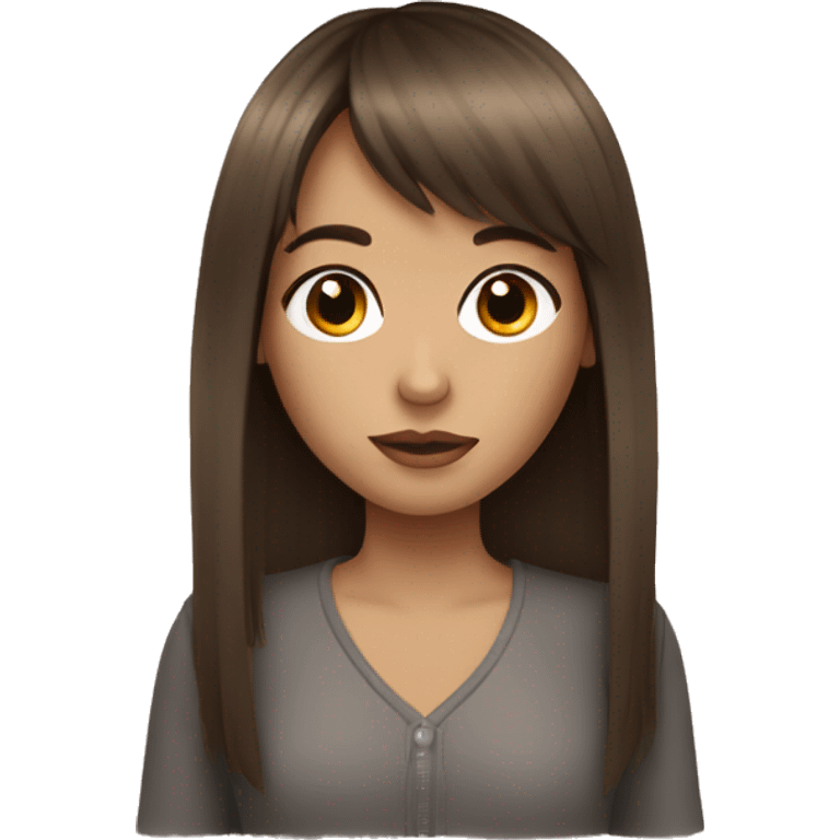 Brown hair girl with a fringe with long eyelashes  emoji