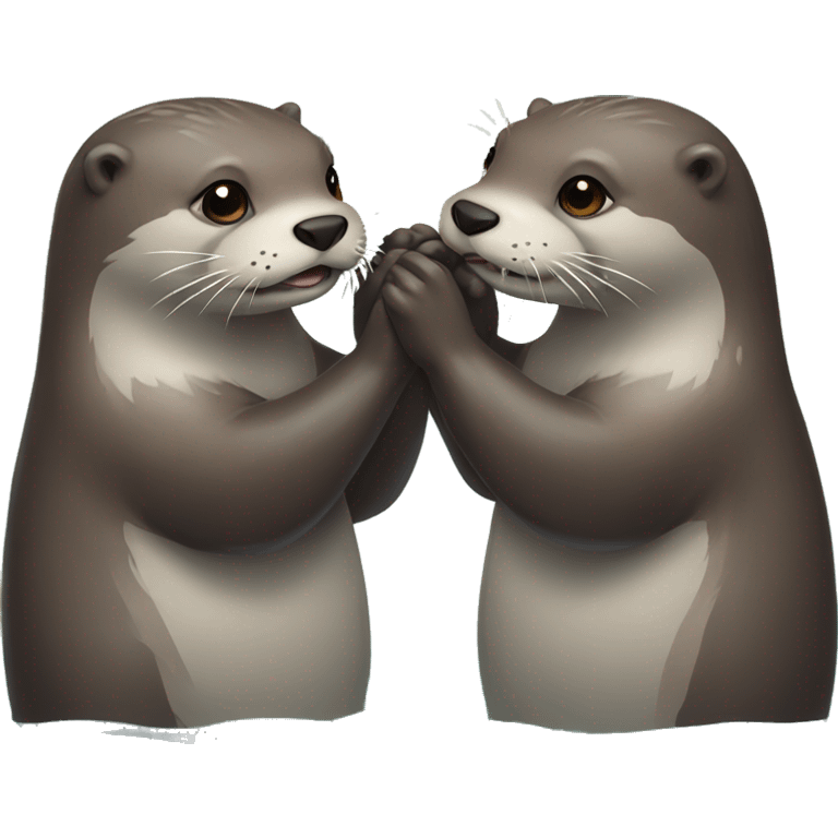 Two otters holding their hand in the water emoji