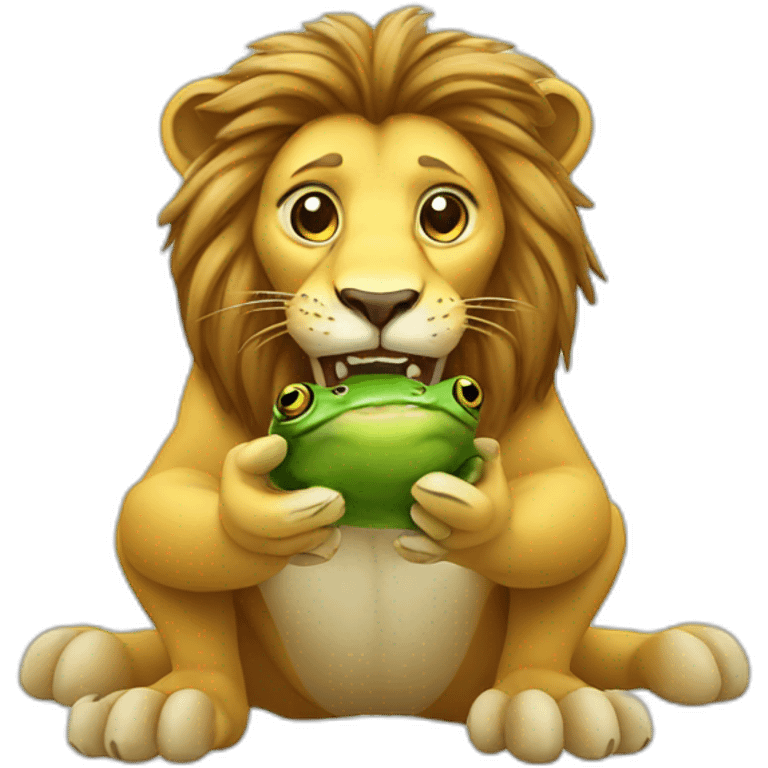 lion eating frog emoji