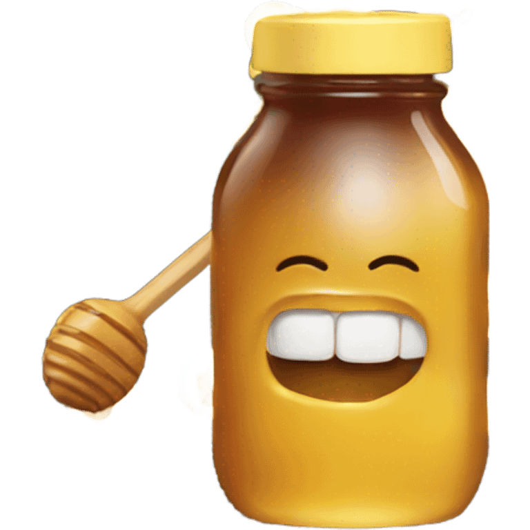 Emoji eating honey emoji