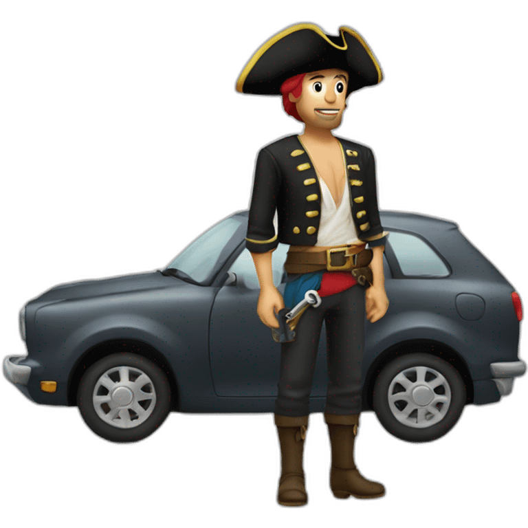 un pirate debout avec une coche dans les mains emoji