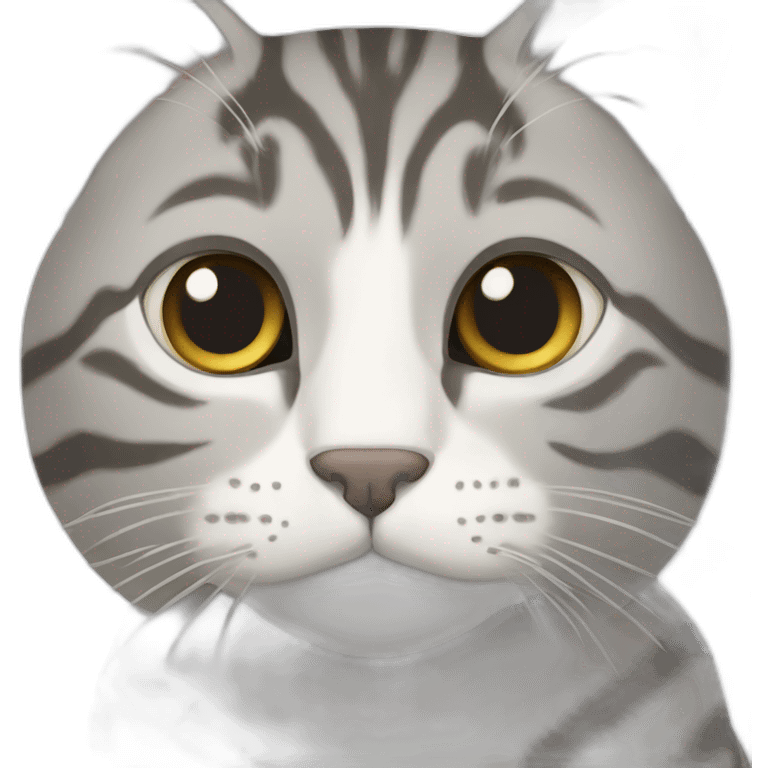 Grey and white tabby european cat emoji